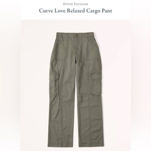 Abercrombie & Fitch Curve Love Relaxed Cargo Pant in Olive
